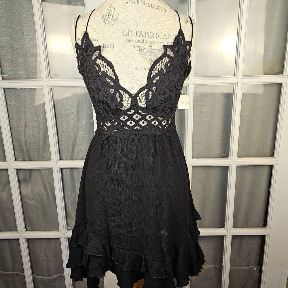NWT‎ Intimately Free People Womens Black Ilektra Slip Dress Medium